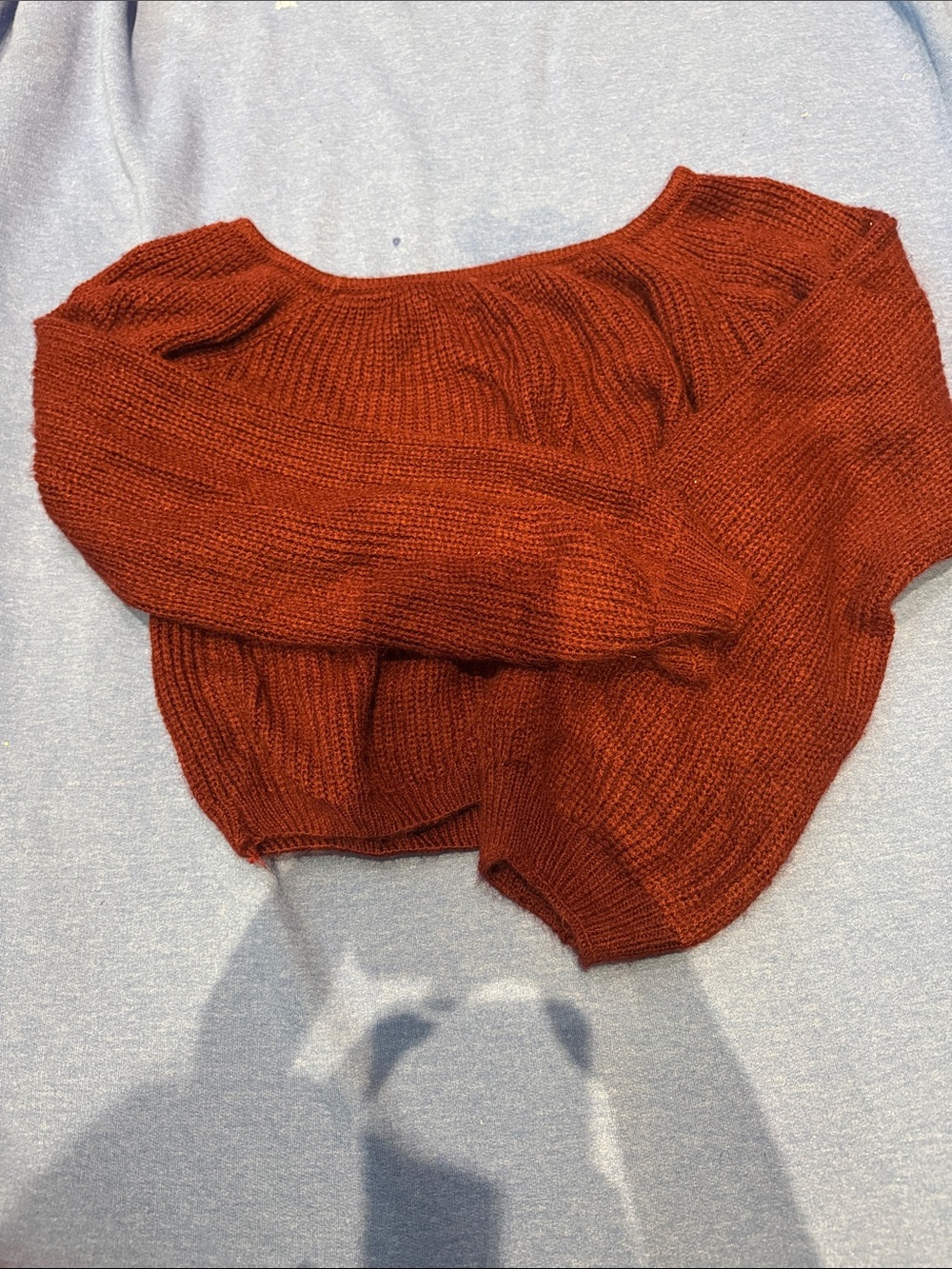 Fashion Nova red brown cropped sweater